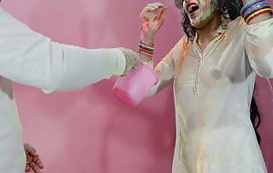 holi special: man-meat fucked priya anal hard while she wanna personify Holi with friends
