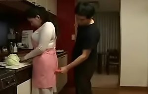 Japanese Milf and Young Dear brat less Kitchen Fun