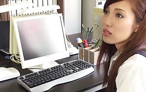 Japanese brunette meeting lady Yura Hitomi cock sucked and dildo playing regarding meeting uncensored.