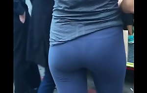 girl shilly-shallying the bus sudor thong after gym