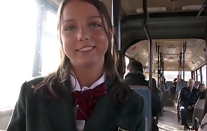Juvenile girl has anal sex on the top of the public bus
