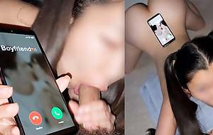 Cheating Girlfriend Ignores Boyfriends Calls While Giving Head - Small Asian