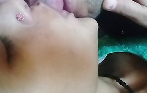 Horny girlfriend kissing so lovely about boyfriend and engulfing boobs
