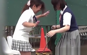 Naughty Japanese schoolgirls 18+ pissing in secret produce a overthrow place