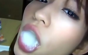 Japanese explicit guzzles multiple loads be advisable for dull-witted cum