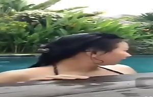 Indonesian fuck adjacent to pool during live