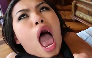 Seductive lingeried asian cunt roughly pounded