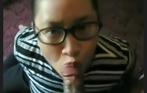 Nerdy broad in the beam asian girl deep-throats her black bf's cock' compilation
