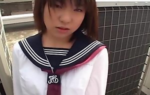 Japanese schoolgirl sucks ramrod uncensored