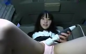 Fresh Japanese brunette girl in my buggy masturbating