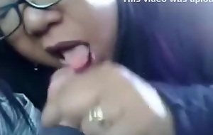 Nerdy glassed asian chick gives her bf a blowjob in the bus and swallows his sperm