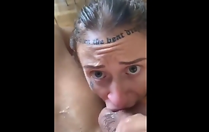 Tattoo amateur sloppy gagging with the addition of blow blowjob