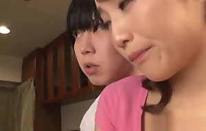 Japanese mom Kurata Mao fucking with son as soon as framer goes out