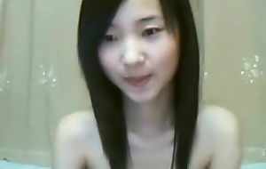 Elfin asian sweeping plays with say no to small tits and hairy vagina on web camera