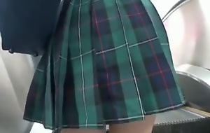 censored soft ass asian schoolgirl light of one's life on train&cum on ass