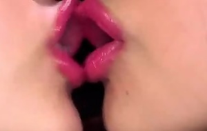 Japanese Lesbian Lip liner Giving a kiss I