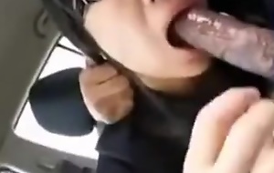 Bespectacled Oriental Legal Age Teenager In A Car Gives BJ Like A Pro
