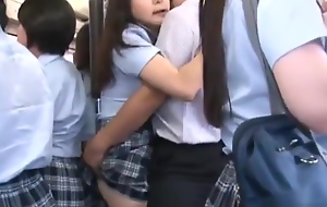 Asian Schoolgirl gets fucked on a omnibus