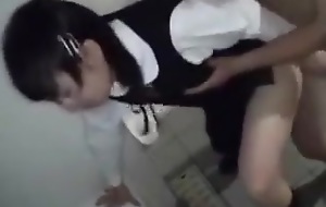 Japanese student fuck in make an issue of toilet