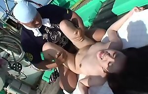 Asian babe getting fucked on a fishing row-boat