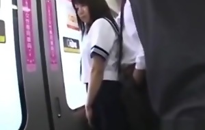 Oriental schoolgirl fucked on train
