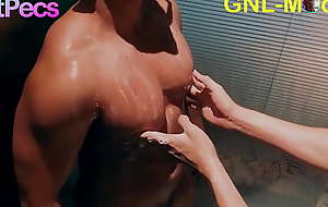 Amazing muscle asian  getting worshipped nipple niminy-piminy edged