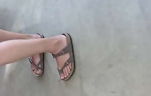 Candid amazing chinese order of the day girl feet in birkenstock