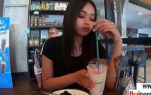 Tatted bush-league Thai teen Miw suggesting dessert to her european suitor