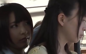 Oriental Schoolgirl Lesbian and Teacher above Public Bus